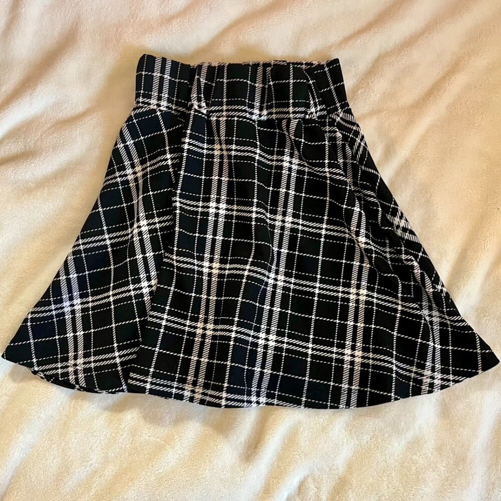 Black & White Plaid Mini Skirt